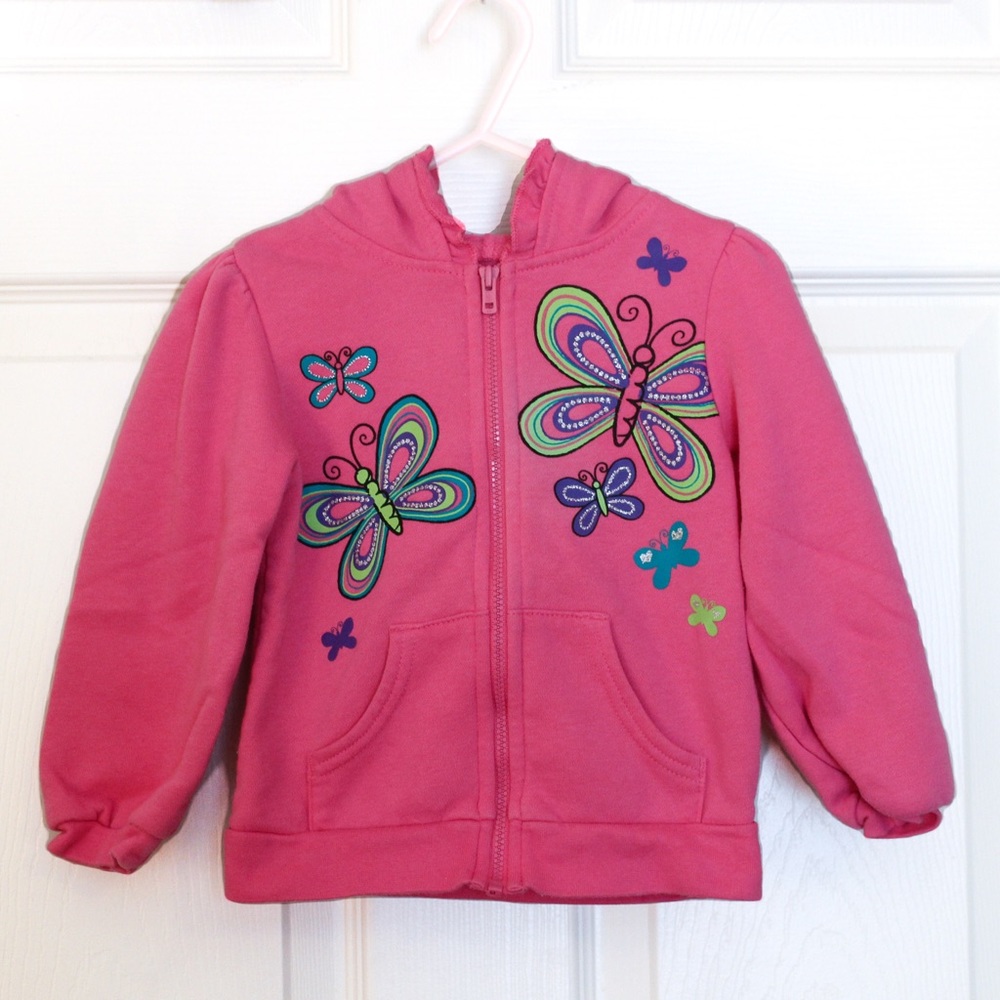 🌸4 for $20🌸 Baby Girls Pink Butterfly Hoodie Jacket Size 24 Months
